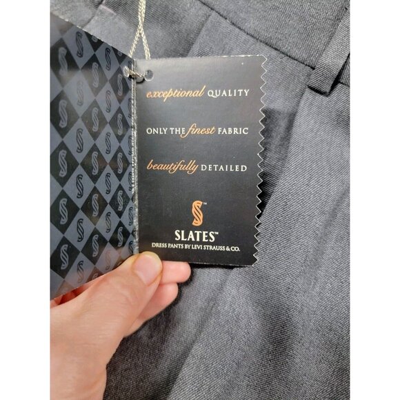 NWT Vintage Slates Levis Dress Pants Mens 38x33 Gray Pleated Cuffed Worsted Wool - Picture 5 of 9